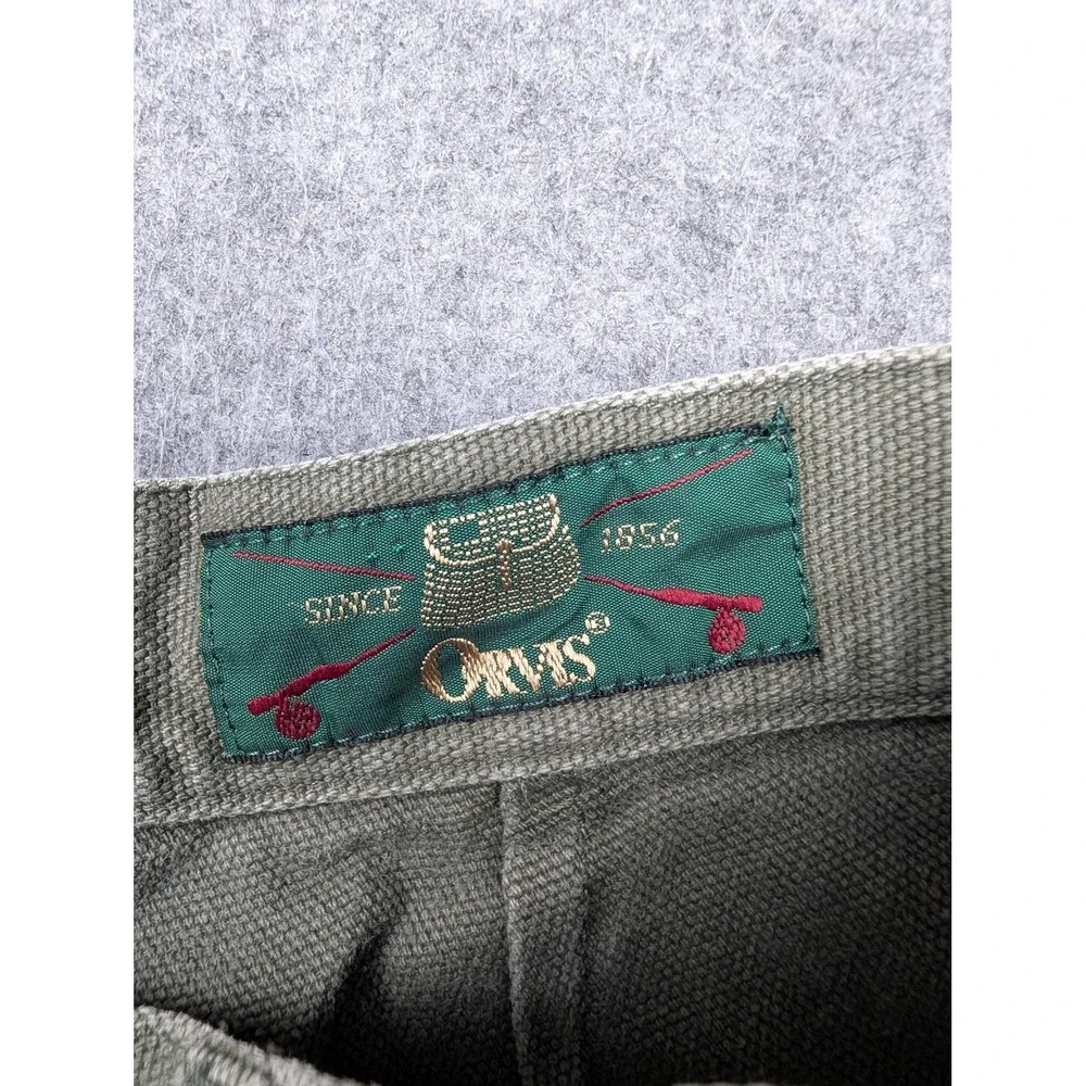 Vintage Orvis Pants Mens 30x29 Green Canvas Cargo Relaxed Fit Hong Kong Workwear